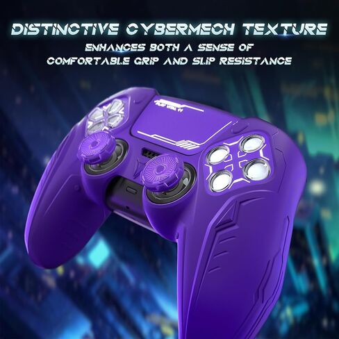 Playvital Silicone Skin مجموعة لوحدة تحكم PS5 - شحن قفص الاتهام ، حالة حماية كاملة مع تصميم Cybermech المستقبلي ، والغطاء الناعم مع قبضة الإبهام والملصقات - سباق الأخضر in Kuwait