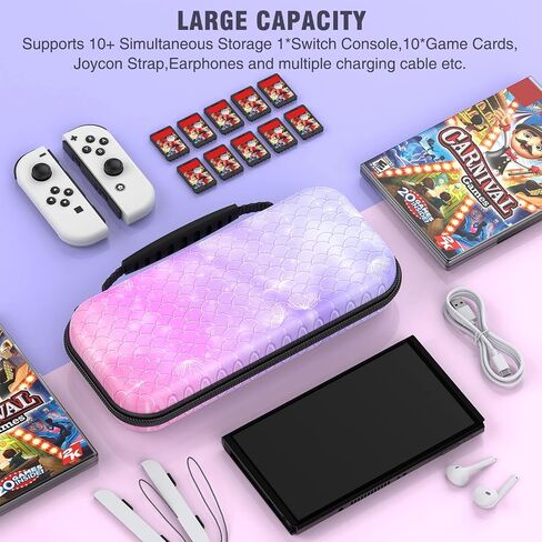 Larstylee Switch 2 Carrying Case with Protective Hard Shell, Soft Inner Lining, 10 Game Card Slots & Mesh Pocket for Nintendo Switch 2 (2025)/Switch/OLED Skin in Kuwait