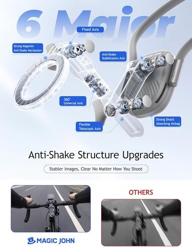 Magic John Magnetic Neck Mount للهواتف/كاميرا الحركة ، حامل الهاتف الخلوي POV/VLOG Selfie Mount Strap Strap Recording for iPhone Samsung Home Akaso/Go Pro/Insta360x5/DJI360 Camera in Kuwait