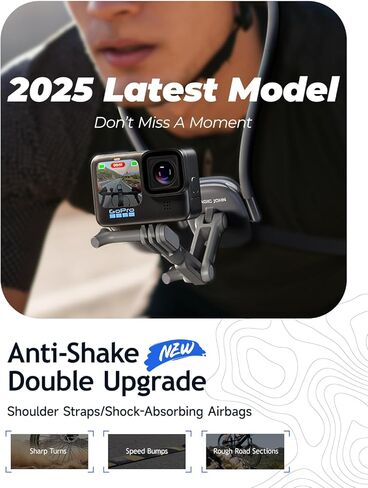 Magic John Magnetic Neck Mount للهواتف/كاميرا الحركة ، حامل الهاتف الخلوي POV/VLOG Selfie Mount Strap Strap Recording for iPhone Samsung Home Akaso/Go Pro/Insta360x5/DJI360 Camera in Kuwait