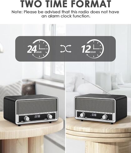 Retro Am FM Radio Plug in Wall Digital Clock Radio لغرفة النوم مع شاشة LCD | 40 الإعدادات المسبقة | مؤقت النوم ، مكبر صوت بلوتوث الرجعية للمكتب ، خشب هدية رائعة in Kuwait