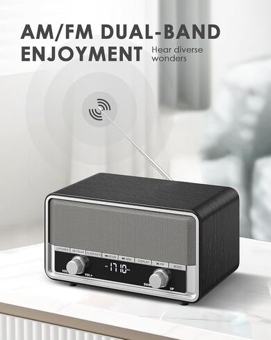 Retro Am FM Radio Plug in Wall Digital Clock Radio لغرفة النوم مع شاشة LCD | 40 الإعدادات المسبقة | مؤقت النوم ، مكبر صوت بلوتوث الرجعية للمكتب ، خشب هدية رائعة in Kuwait