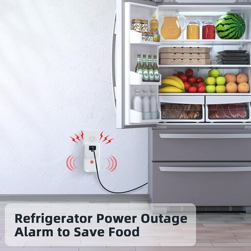 Power Failure Alarm, Freezer Power Outage Alarm 7 Sirens, Freezer Alarm with 0-110dB Adjustable LED Indicator 12H Alert, Power Loss Alarm Monitor for Refrigerator, Sump Pumps, Aquarium in Kuwait