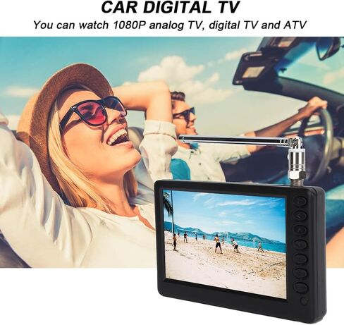 5'' Portable Mini Digital TV, 1080P 2 in 1 with FM Radio, Rechargeable Battery, USB, Headphone Jack, Memory Card Slot, for Kids, Car, Outdoor, Travel in Saudi Arabia