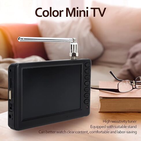 5'' Portable Mini Digital TV, 1080P 2 in 1 with FM Radio, Rechargeable Battery, USB, Headphone Jack, Memory Card Slot, for Kids, Car, Outdoor, Travel in Saudi Arabia