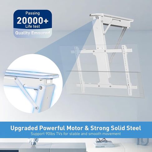 جهاز تلفزيون Xinyao Electric Seiling مع شاشة تلفزيونية عن بُعد ذات السقف البعيد ، قم بتقليب لأسفل من 32 إلى 70 بوصة شاشة منحنية مسطحة منسد لسقف مسطح في الهواء الطلق (أبيض) in Kuwait
