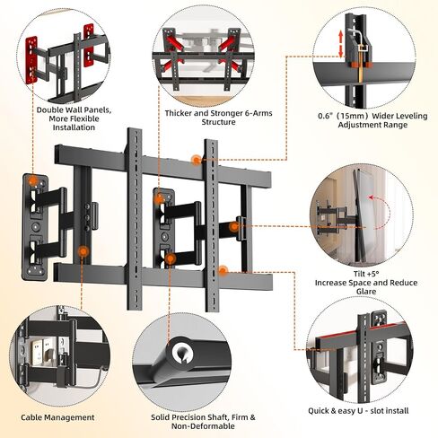 Full Motion Corner TV Wall Mount for 37-100 inch TVs，Heavy Duty 176 lbs,Extension & Swivel Articulating Arm & Tilt,Universal Wall Mount,VESA from 100x100 to 850x600 in Saudi Arabia