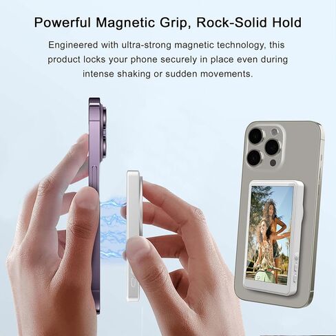 شاشة شاشة Selfie Monitor لـ iPhone/Android ، شاشة Selfie Magnetic Phone VLOG مع بطارية 1800 مللي أمبير في الساعة وبلوتوث عن بعد ، شاشة الكاميرا اللاسلكية للبث/Tiktok (أبيض) in Kuwait