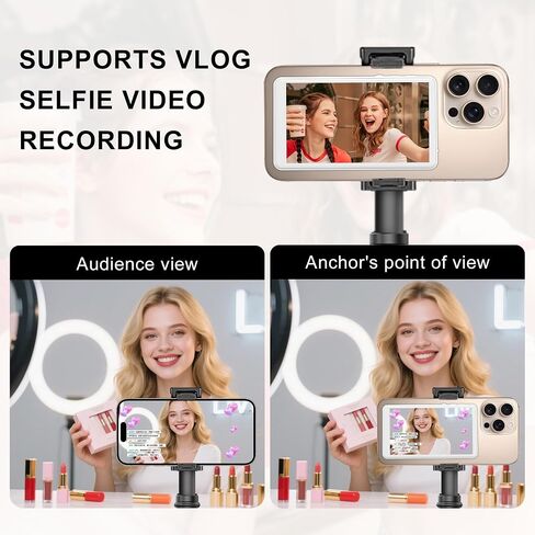 شاشة شاشة Selfie Monitor لـ iPhone/Android ، شاشة Selfie Magnetic Phone VLOG مع بطارية 1800 مللي أمبير في الساعة وبلوتوث عن بعد ، شاشة الكاميرا اللاسلكية للبث/Tiktok (أبيض) in Kuwait