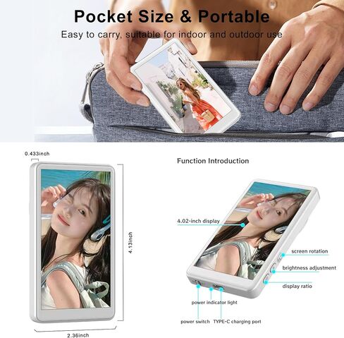 شاشة شاشة Selfie Monitor لـ iPhone/Android ، شاشة Selfie Magnetic Phone VLOG مع بطارية 1800 مللي أمبير في الساعة وبلوتوث عن بعد ، شاشة الكاميرا اللاسلكية للبث/Tiktok (أبيض) in Kuwait
