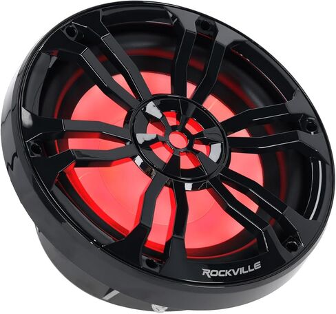 Rockville RM-Premium104 White Marine Boat 10 "SPWOOFER 1200W DUAL 4 OHM ، تصميم الهواء المجاني ، إضاءة RGB LED ، مخروط البولي كربونات ، لعشاق الصوت البحري in Saudi Arabia