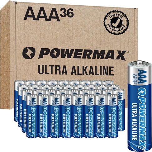 بطاريات PowerMax 24-Count Triple AAA ، بطارية قلوية طويلة الأمد للمنزل والمكاتب ، وعمر الوجه لمدة 10 سنوات ، وتعبئة قابلة لإعادة التغليف in Kuwait