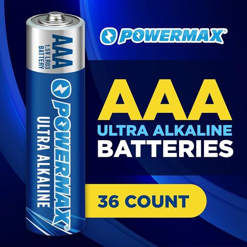بطاريات PowerMax 24-Count Triple AAA ، بطارية قلوية طويلة الأمد للمنزل والمكاتب ، وعمر الوجه لمدة 10 سنوات ، وتعبئة قابلة لإعادة التغليف in Kuwait