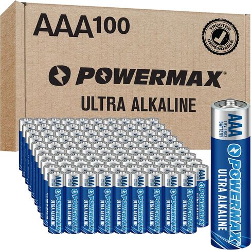 Powermax 24-Count Triple AAA Batteries, Ultra Long Lasting Alkaline Battery for Home and Office, 10-Year Shelf Life, Reclosable Packaging in Saudi Arabia