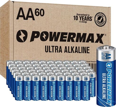 Powermax 48-Count AA Batteries, Ultra Long Lasting Alkaline Battery, 10-Year Shelf Life, Reclosable Packaging in Saudi Arabia