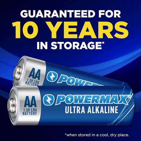Powermax 48-Count AA Batteries, Ultra Long Lasting Alkaline Battery, 10-Year Shelf Life, Reclosable Packaging in Saudi Arabia