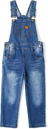 KIDSCOOL SPACE Girls Denim Overalls, Bibs Washed Stretchy Jeans Jumpsuit in Saudi Arabia