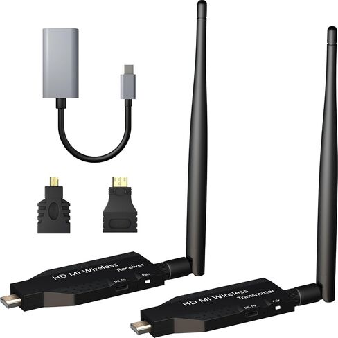 Wireless HDMI Transmitter and Receiver 2025 Upgraded 165FT/50M, HDMI Wireless Plug & Play, 4K Decoding 1080P@60Hz, Ultra-Low Latency, Suitable for Meetings, Home, Outdoor and More in Saudi Arabia