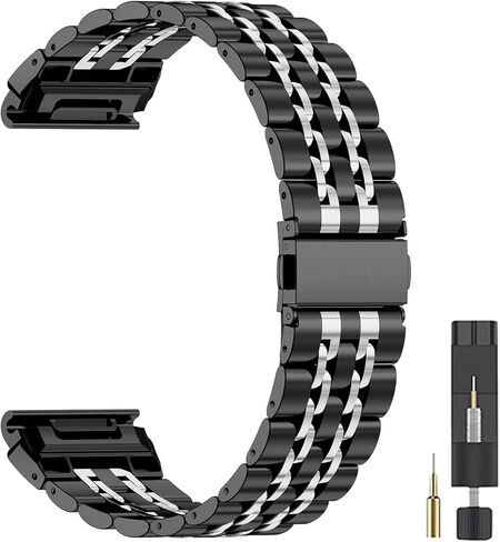 26mm Quickfit Metal Watch Band Compatible with Garmin Fenix 8/tactix 8 AMOLED-51mm/Fenix 7X pro/7X/6X Pro/6X/5X Plus/5X/3 HR/3,Stainless Steel Strap for quatix 8/epix Pro 51mm/Enduro 3 2/tactix 7 Pro in Kuwait