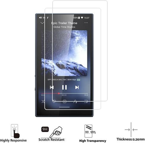 Walieoka Screen Protector Compatible with FIIO M21 Player,9H Hardness Tempered Glass Protective Film,Scratch Resistant Anti-Fingerprint [2 Pack] in Saudi Arabia