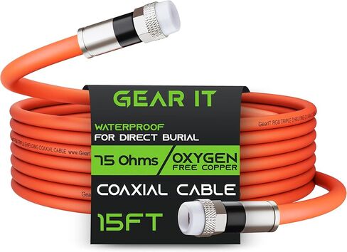GEARit Coaxial Cable for Direct Burial (100ft) RG6 70 Ohm RF Rubber Boot Waterproof Underground in-Wall with Rubber Boot, High-Speed Internet, Broadband, Digital TV Aerial, Satellite Cable 100 Feet in Saudi Arabia