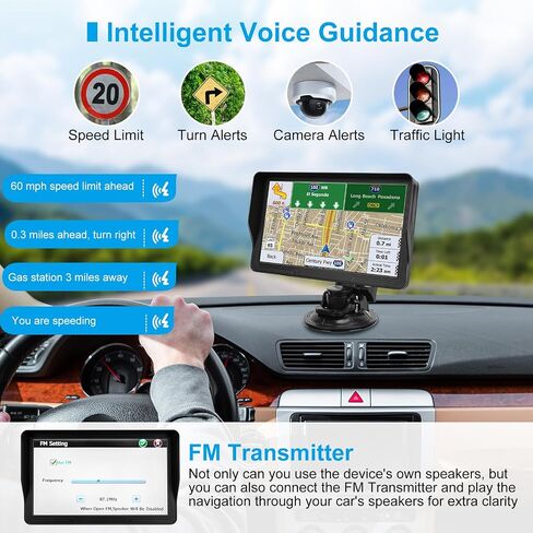 9 '' GPS Navigator for Car Truck RV - نظام الملاحة على الشاشة التي تعمل باللمس مع Sun Visor ، 2025 Maps North America تحديثات الحياة الحرة ، التوجيه الصوتي ، تنبيه السرعة ، التنقل في GPS لجميع المركبات in Saudi Arabia