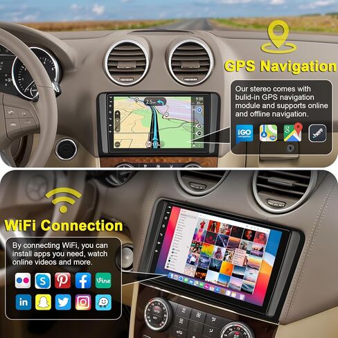 GPS Navi Car Radio for Mercedes Benz GL ML Class W164 X164 ML350 ML500 ML280 GL320 GL350 GL450 2005-2011 ، دعم carplay/Android Auto ، 9 " in Kuwait