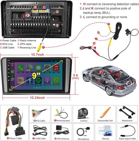 GPS Navi Car Radio for Mercedes Benz GL ML Class W164 X164 ML350 ML500 ML280 GL320 GL350 GL450 2005-2011 ، دعم carplay/Android Auto ، 9 " in Kuwait