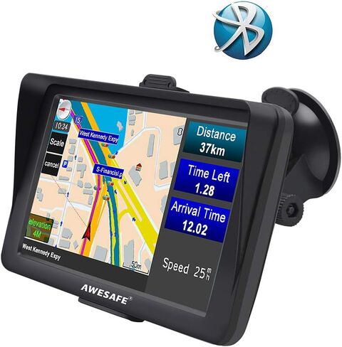 GPS Navigator for Car Truck RV with Bluetooth, Latest 2025 Map 7 inch Touch Screen GPS for Car, Vehicle GPS with Speed and Red Light Warning (Black) in Saudi Arabia