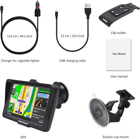GPS Navigator for Car Truck RV with Bluetooth, Latest 2025 Map 7 inch Touch Screen GPS for Car, Vehicle GPS with Speed and Red Light Warning (Black) in Saudi Arabia