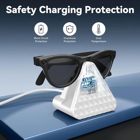 محطة شحن Ray Ban Meta - شاحن بديل لنظارات Ray -Ban Meta - USB A Type Organizer Dock Stand for Wayfarer Skyler Headliner ، مع Adapter (Black) in Kuwait