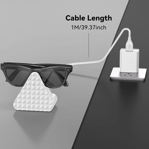 محطة شحن Ray Ban Meta - شاحن بديل لنظارات Ray -Ban Meta - USB A Type Organizer Dock Stand for Wayfarer Skyler Headliner ، مع Adapter (Black) in Kuwait