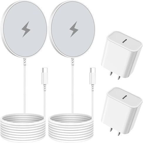 Magnetic Wireless Charger for iPhone 16 Pro Max/16 Pro/15/14/13/12/Plus/AirPods 3/2/Pro 2, 6FT Magnet Charge for Apple Mag-Safe Charger Fast Wireless Charging Pad with USB C Charging Block, 2Pack in Saudi Arabia