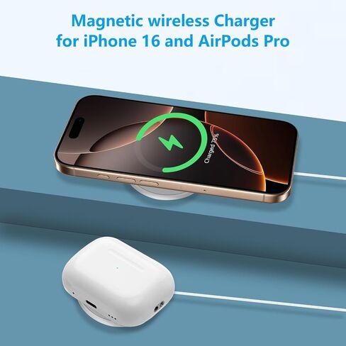 Magnetic Wireless Charger for iPhone 16 Pro Max/16 Pro/15/14/13/12/Plus/AirPods 3/2/Pro 2, 6FT Magnet Charge for Apple Mag-Safe Charger Fast Wireless Charging Pad with USB C Charging Block, 2Pack in Kuwait