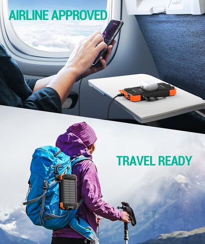 BLAVOR Solar Power Bank 10,000mAh, Portable Wireless Charger, 20W Fast Charging External Battery Pack with USB C for Cell Phones, Solar Panel Charging with Dual Flashlight for Camping in Saudi Arabia