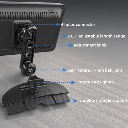 Extended CD Slot Mount for CarPlay Screen Adjustable Arm 360° Rotating Universal Head 17mm Compatible with in-Car Monitors CD Slot CarPlay Replacement Mount in Saudi Arabia