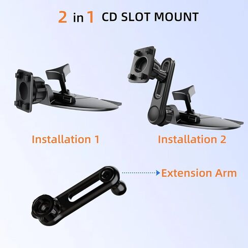 Extended CD Slot Mount for CarPlay Screen Adjustable Arm 360° Rotating Universal Head 17mm Compatible with in-Car Monitors CD Slot CarPlay Replacement Mount in Saudi Arabia