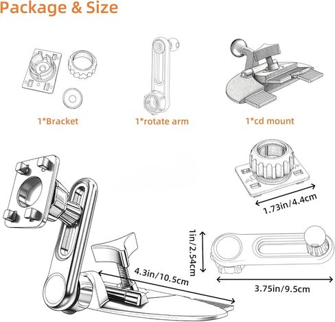 Extended CD Slot Mount for CarPlay Screen Adjustable Arm 360° Rotating Universal Head 17mm Compatible with in-Car Monitors CD Slot CarPlay Replacement Mount in Saudi Arabia