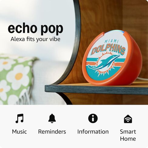 Amazon Echo Pop (أحدث طراز) | مرخص رسميًا NFL Limited-Election | شيكاغو بيرز (25 -26 تصميم موسم) in Kuwait