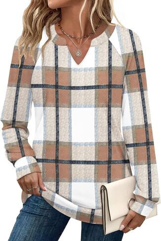 SAMPEEL Sweatshirts for Women V Neck Long Sleeve Shirts Lightweight Sweaters Fall Fashion Tops Outfits 2025 in Saudi Arabia