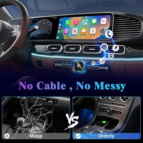محول CarPlay اللاسلكي لـ iPhone ، 2025 ترقية تحويل سلكية إلى Dongle Play اللاسلكية ، وتصميم USB Mini Size لمحول Apple Carplay ، USB-A/Type-C ، بدون تأخير ، توصيل وتشغيل ومستقر. in Kuwait