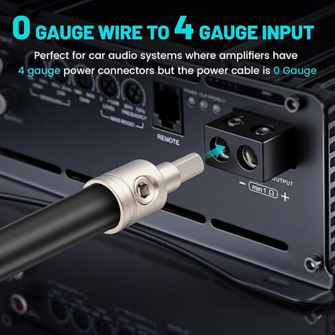 NuIth Amp Input Reducer 0 Gauge to 4 Gauge, 4PCS Car Audio Amplifier Wire Terminal Connectors Brass with Heat Shrink Tubing Allen Key for Amp Input, AWG Pin Power & Ground Connection in Saudi Arabia