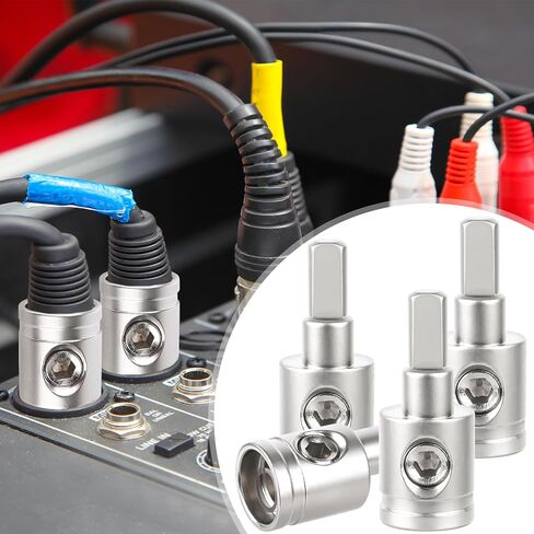 0 Gauge to 4 Gauge Reducer Connector (4PCS) | Create Secure Power Connections for Car Amplifier Stereo Installation | Heavy-Duty Nickel Plated Brass with Heat Shrink in Saudi Arabia