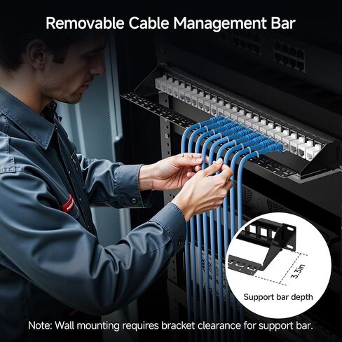 Cable Matters Rackmount or Wall Mount 2U 48 Port Keystone Patch Panel with Cable Management and Support Bar, 19-inch Blank Patch Panel for Keystone Jacks in Saudi Arabia