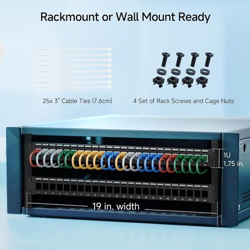 Cable Matters Rackmount or Wall Mount 2U 48 Port Keystone Patch Panel with Cable Management and Support Bar, 19-inch Blank Patch Panel for Keystone Jacks in Saudi Arabia