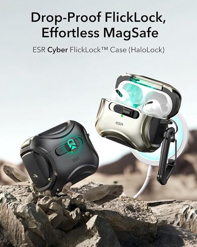 ESR لـ AirPods Pro Case (2023/2022/2019 ، 2nd/1st Gen) ، متوافق مع AirPods Pro 2nd Generation (Cable USB-C/Lightning) ، Magsafe بدون جهد ، قفل مقاوم للانخفاض ، مفتوح سهلة ، سعة إلكترونية ، أسود ، أسود in Kuwait
