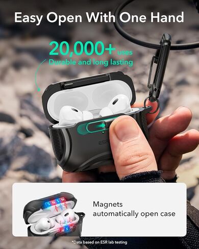 ESR لـ AirPods Pro Case (2023/2022/2019 ، 2nd/1st Gen) ، متوافق مع AirPods Pro 2nd Generation (Cable USB-C/Lightning) ، Magsafe بدون جهد ، قفل مقاوم للانخفاض ، مفتوح سهلة ، سعة إلكترونية ، أسود ، أسود in Kuwait