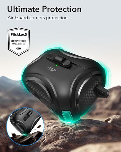 ESR لـ AirPods Pro Case (2023/2022/2019 ، 2nd/1st Gen) ، متوافق مع AirPods Pro 2nd Generation (Cable USB-C/Lightning) ، Magsafe بدون جهد ، قفل مقاوم للانخفاض ، مفتوح سهلة ، سعة إلكترونية ، أسود ، أسود in Kuwait