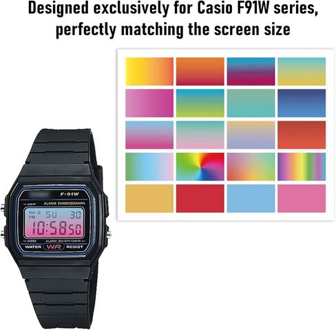 60-Pack Gradient Color Screen Protector Stickers for Casio F91W Watch - 20 Vibrant Transparent Decals, High-Clarity Film for Watch Face Customization & Modification in Saudi Arabia