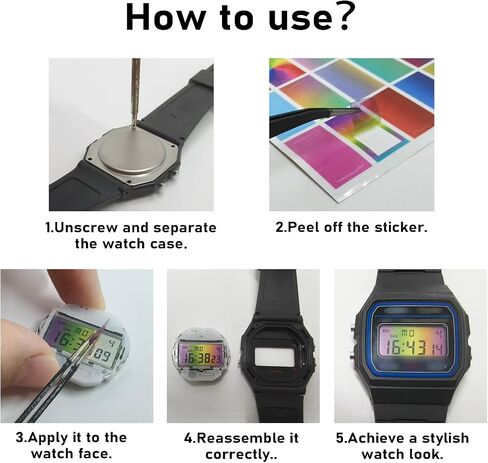 60-Pack Gradient Color Screen Protector Stickers for Casio F91W Watch - 20 Vibrant Transparent Decals, High-Clarity Film for Watch Face Customization & Modification in Saudi Arabia